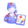 Illustration of a nurse with stethoscope and care checklist representing chronic care support